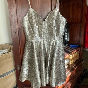NWT Colette Mon Cheri Size 12 brass gunmetal PROM PAGEANT FORMAL